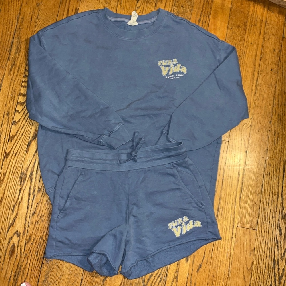 Pura Vida sweatshirt and shorts lounge set.